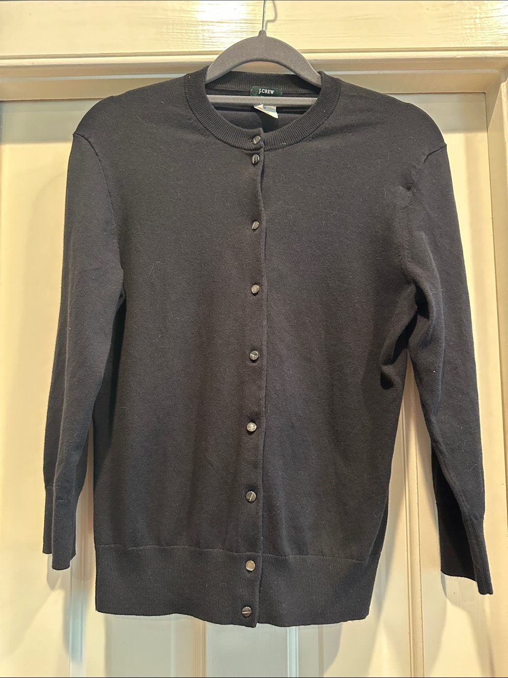 J. Crew Women’s Black Crewneck Button-Up Cardigan